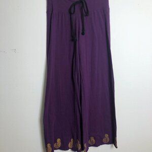 Herban Devi Organic Cotton Knit Wide Leg Yoga Boho Festival Pants S Petite